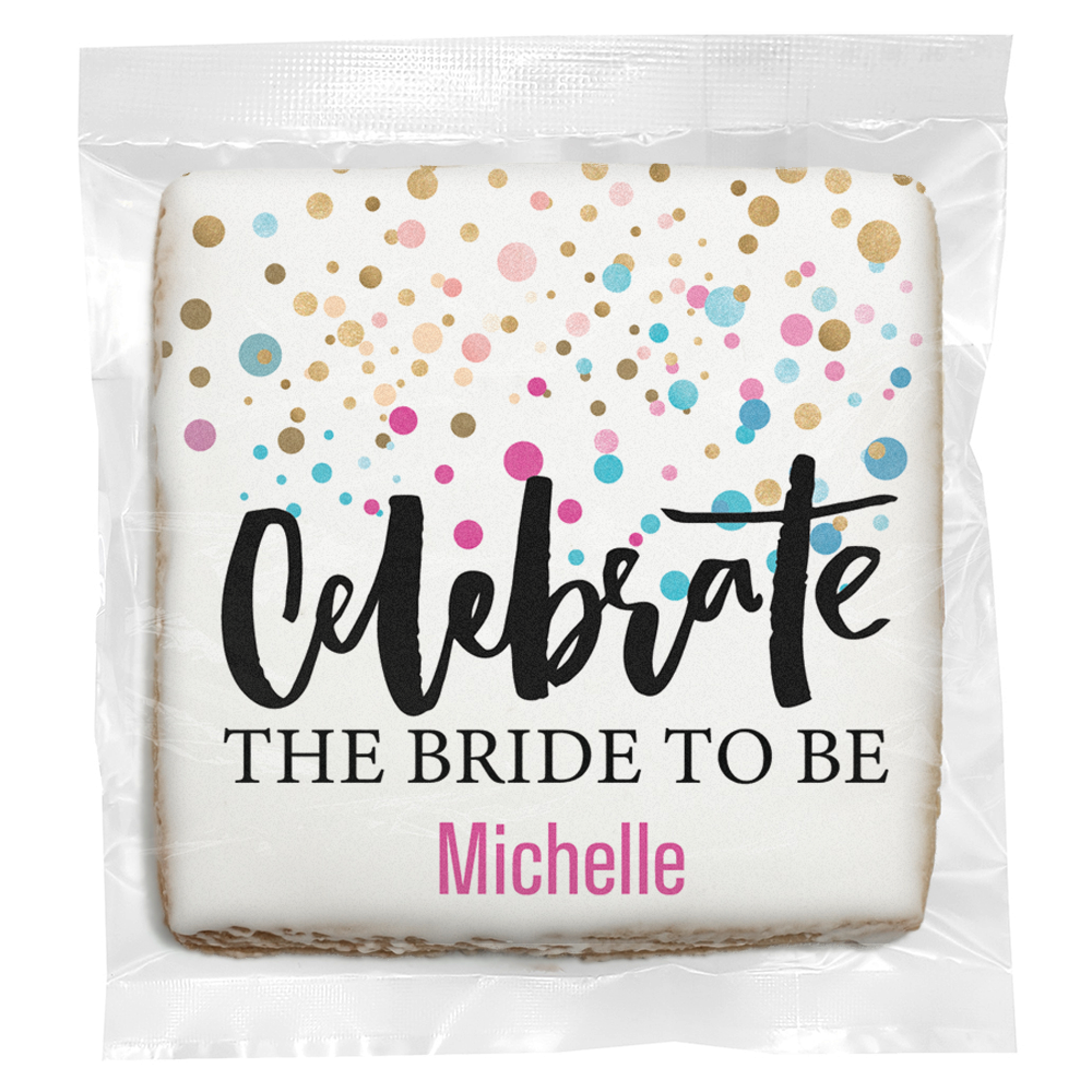 Personalized Bridal "Confetti Celebrate" Square Cookie Favor