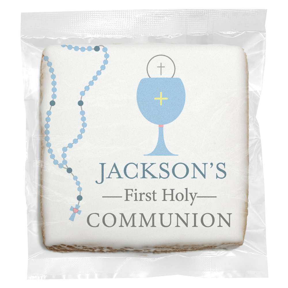 Blue Rosary Chalice - Personalized Direct Print on Square Sugar Cookies