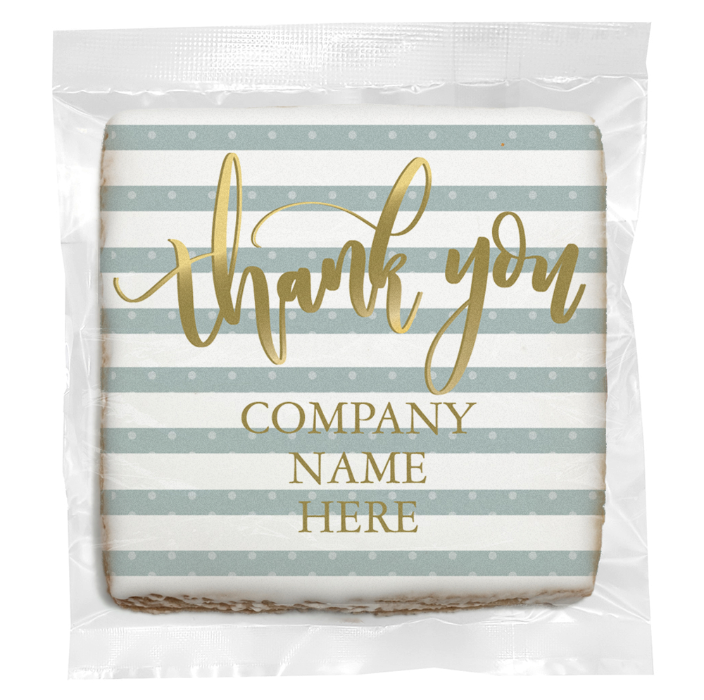 Thank You Gold Stripes - Personalized Direct Print On Square Sugar Cookie