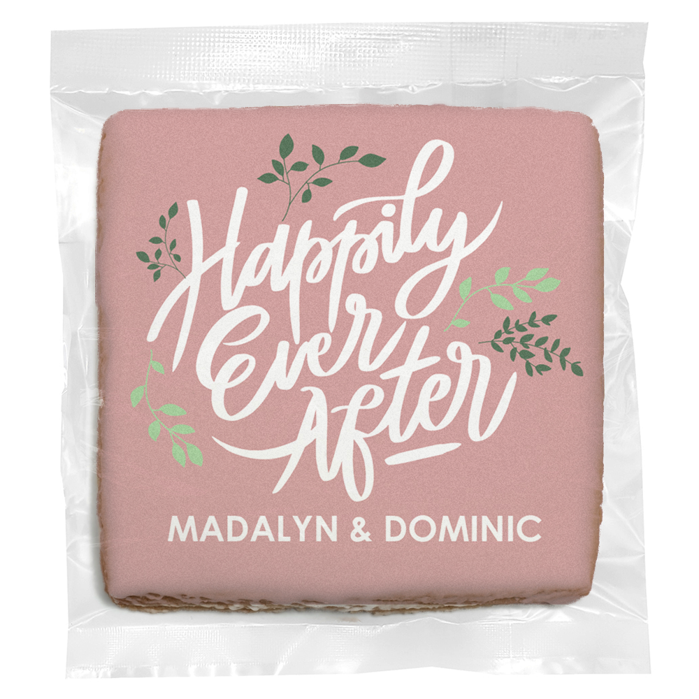 Happily Ever After Leaves - Personalized Direct Print on Square Sugar Cookies
