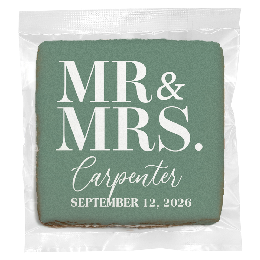 Mr & Mrs - Personalized Direct Print on Square Sugar Cookies