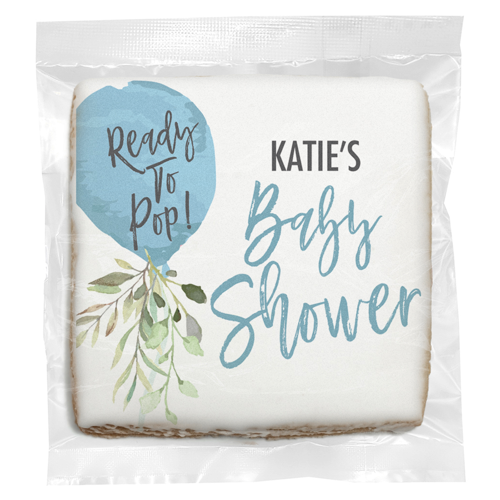 Ready To Pop Boy Baby Shower - Personalized Direct Print on Square Sugar Cookies