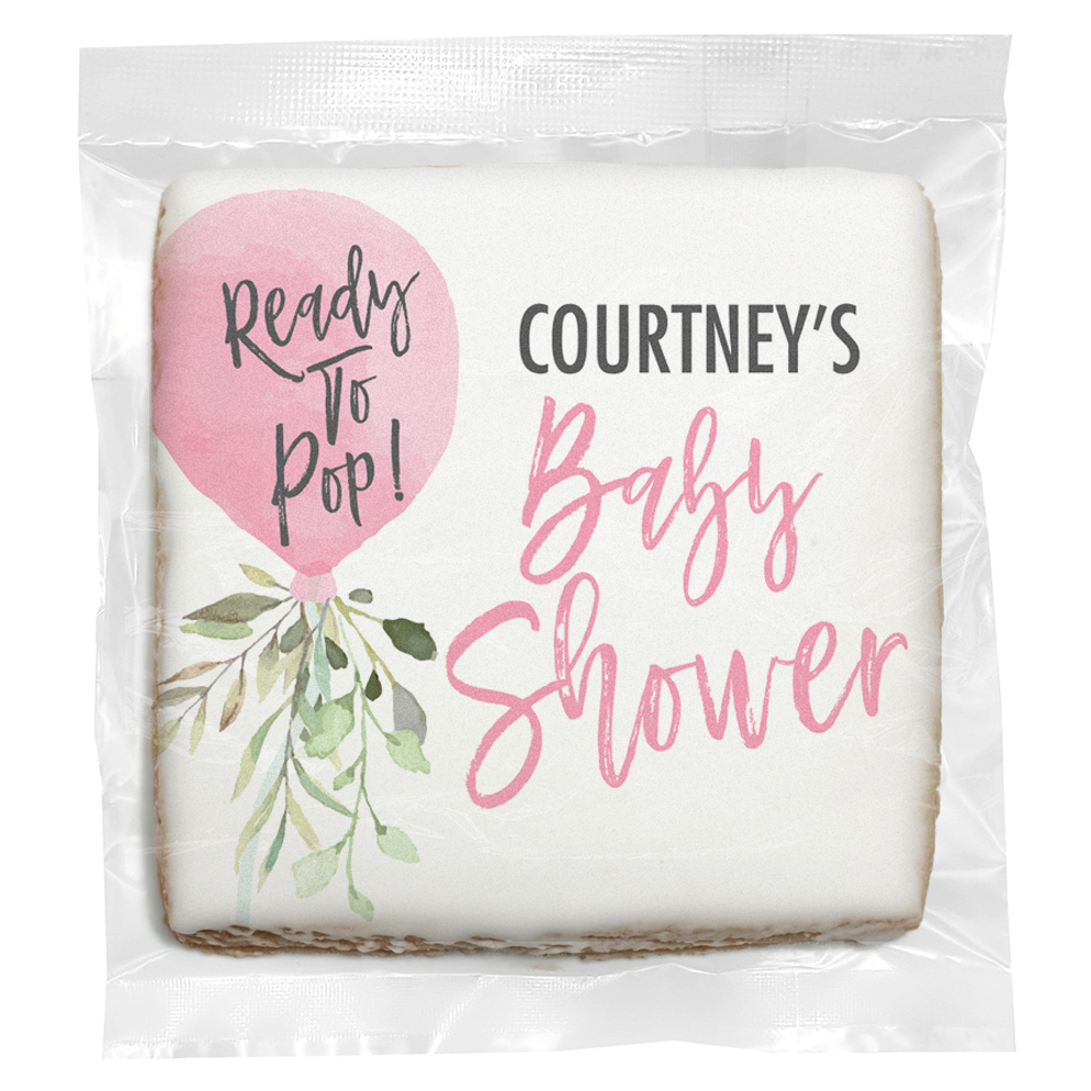 Ready To Pop Girl Baby Shower - Personalized Direct Print on Square Sugar Cookies