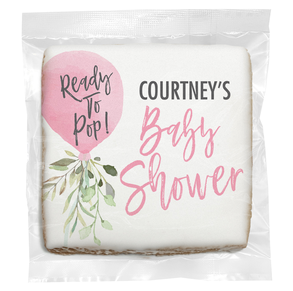 Ready To Pop Girl Baby Shower - Personalized Direct Print on Square Sugar Cookies