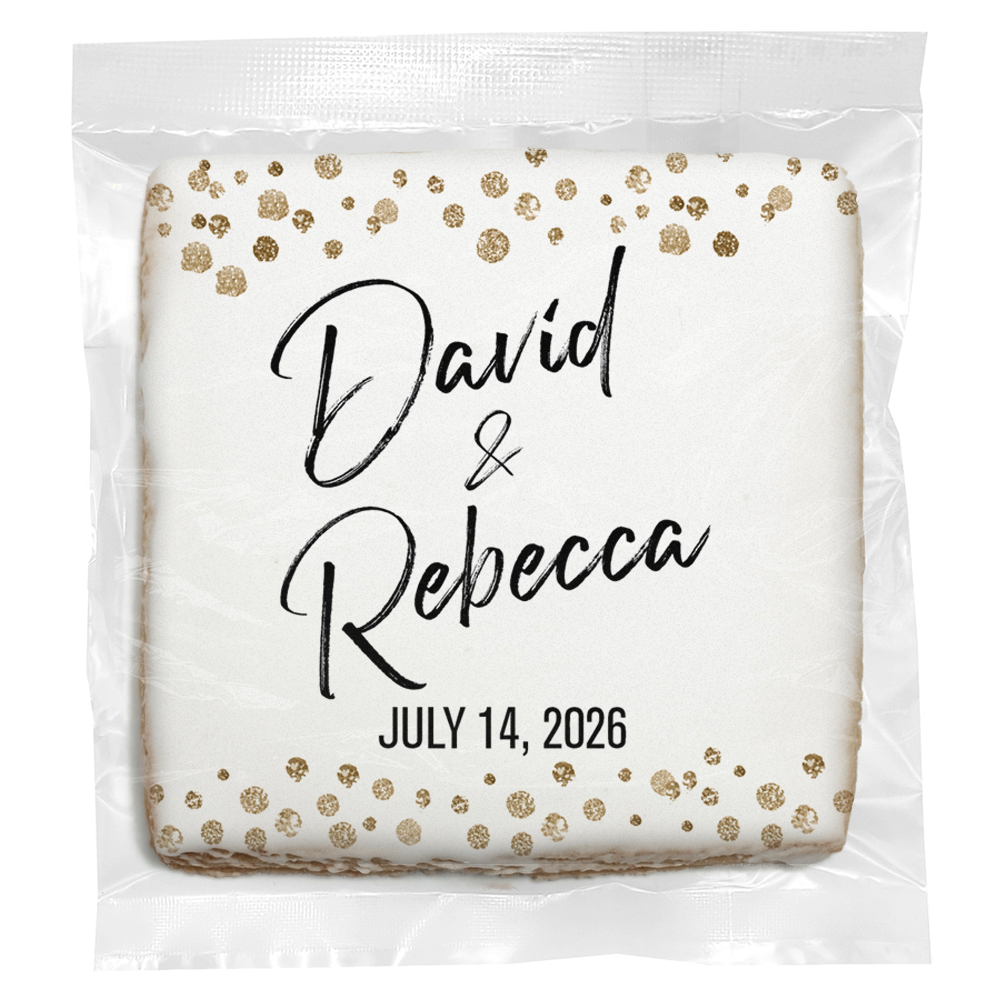 Script Names And Confetti - Personalized Direct Print on Square Sugar Cookies