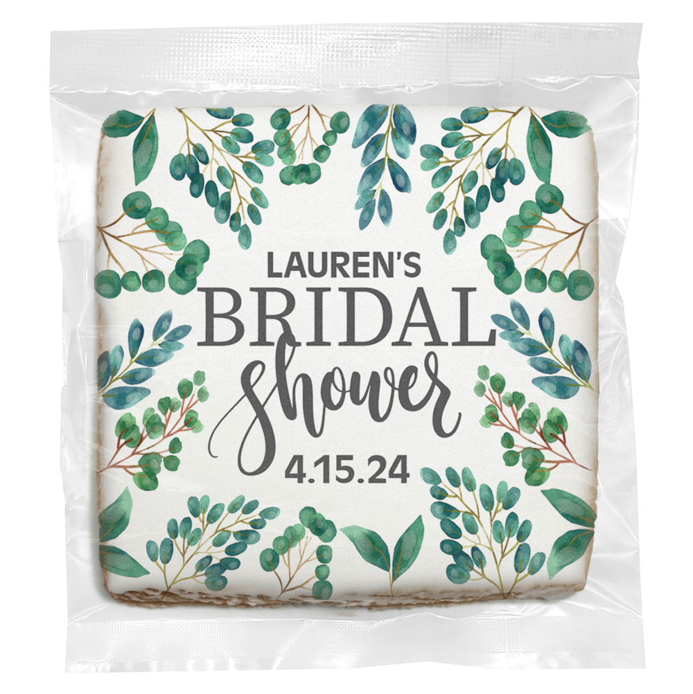 Greenery Bridal Shower - Personalized Direct Print on Square Sugar Cookies