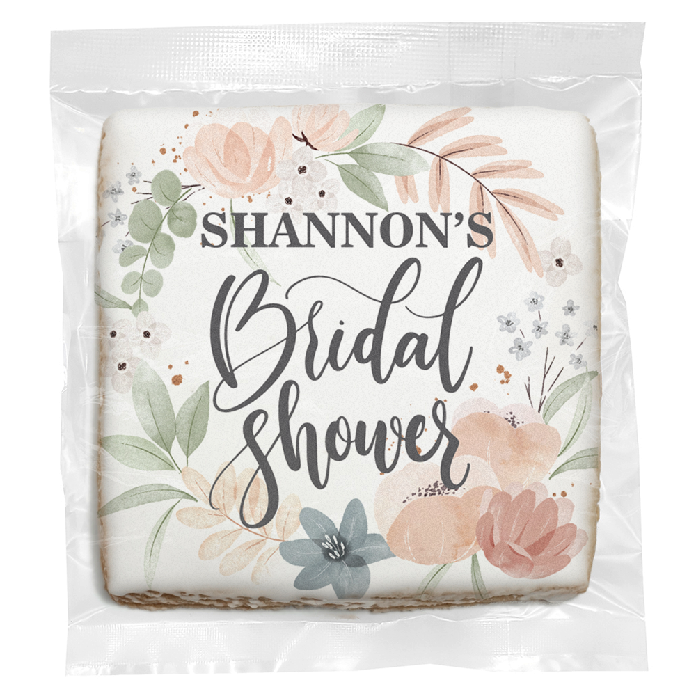Floral Bridal - Personalized Direct Print on Square Sugar Cookies
