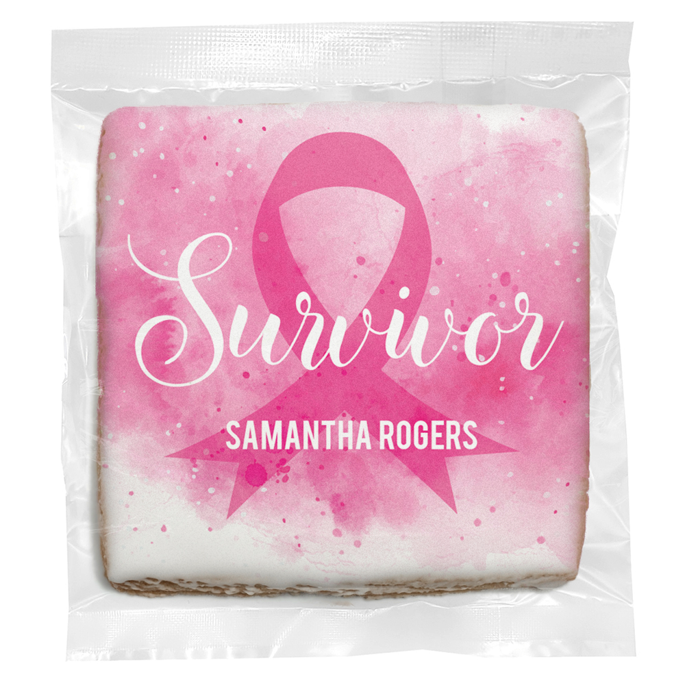Breast Cancer Survivor - Personalized Direct Print On Square Sugar Cookie