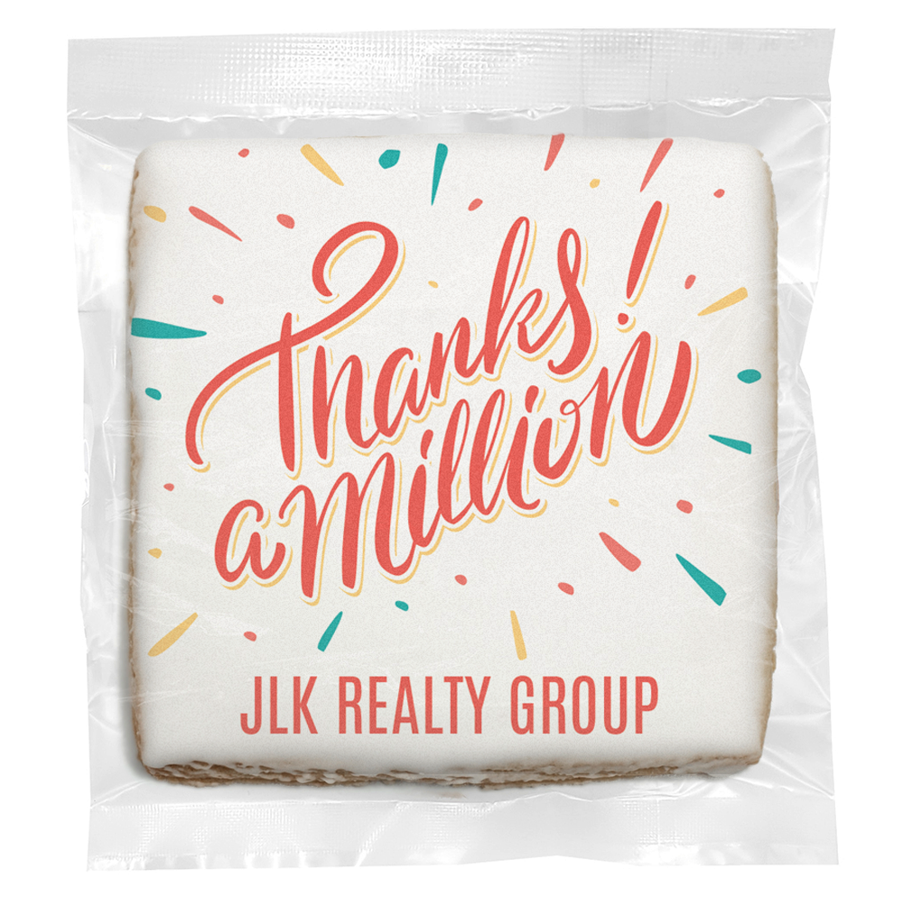 Thanks A Million - Personalized Direct Print On Square Sugar Cookie