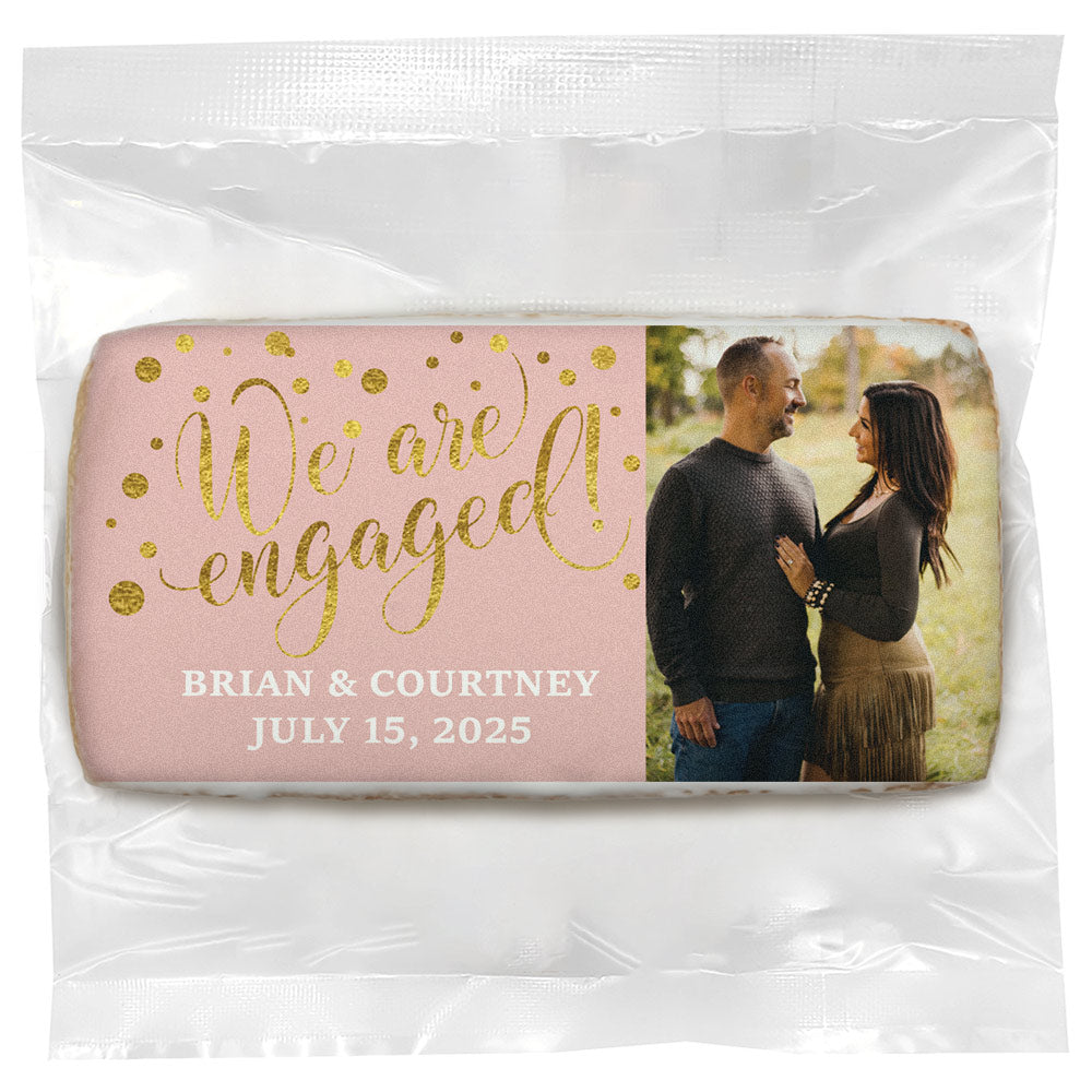 We Are Engaged Photo - Personalized Direct Print on Rectangle Sugar Cookies