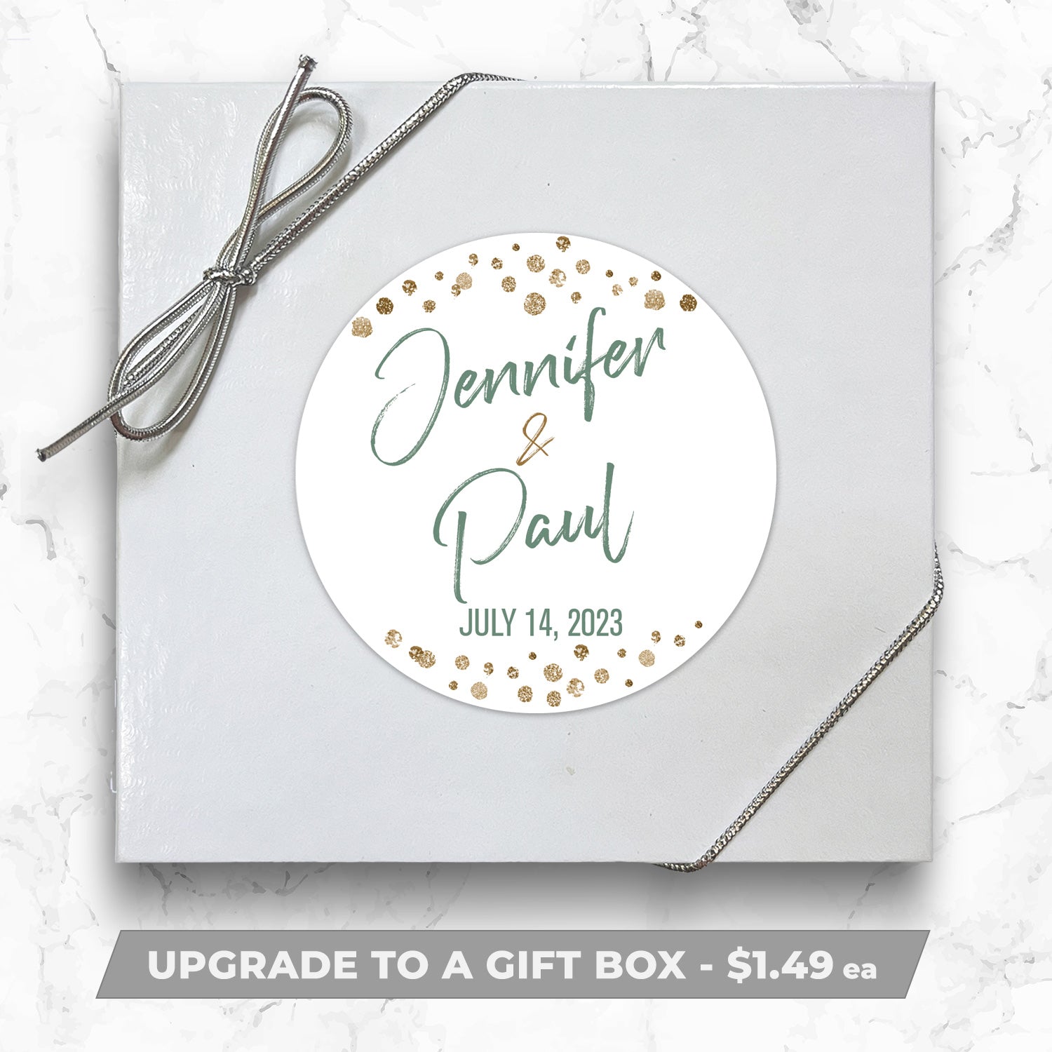 Script Names And Confetti - Personalized Direct Print on Square Sugar Cookies