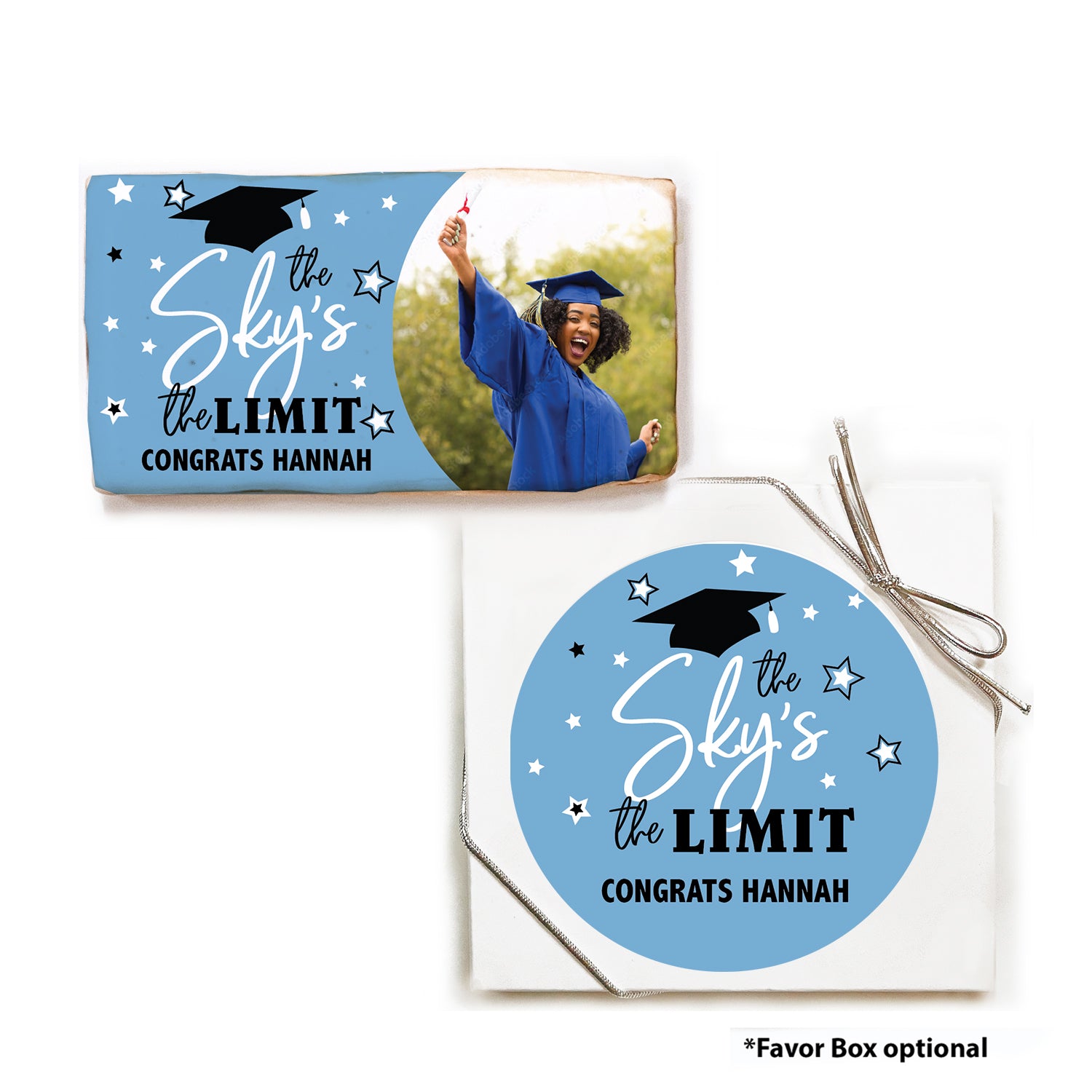 Graduation Skies The Limit - Personalized Direct Print on Rectangle Sugar Cookies