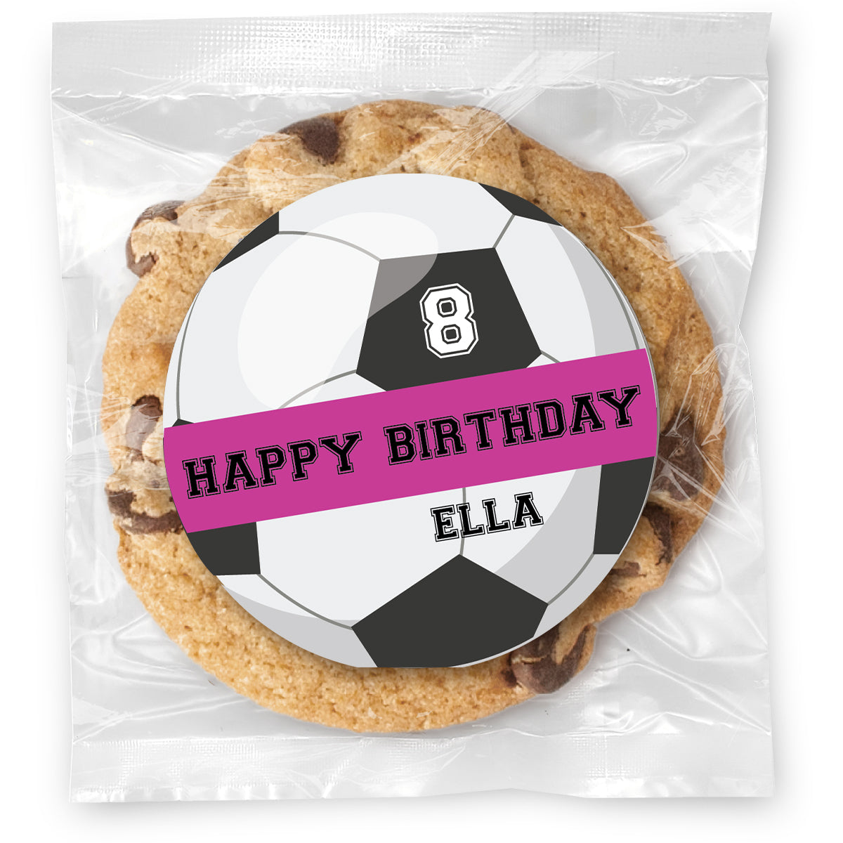 Kid's Birthday Soccer Ball - Gourmet Chocolate Chip Or Variety Pack W/ Full Color Personalized Sticker