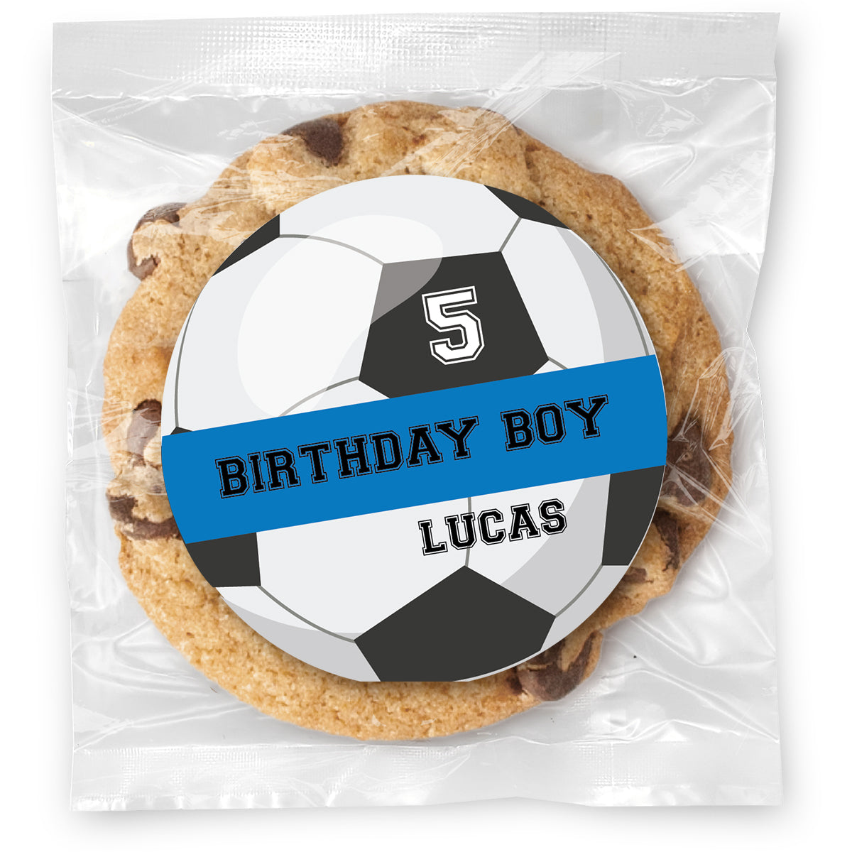 Kid's Birthday Soccer Ball - Gourmet Chocolate Chip Or Variety Pack W/ Full Color Personalized Sticker
