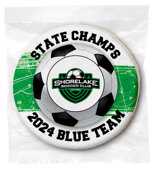 Write Your Own Soccer & Logo Upload - Personalized Direct Print On Round Sugar Cookie