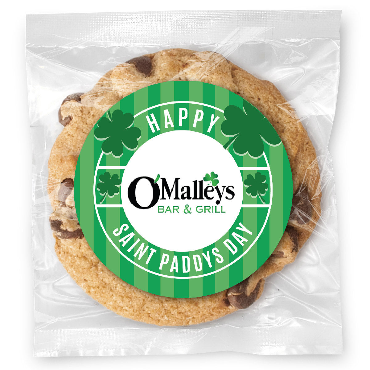 Happy Saint Paddys Day Logo Upload - Gourmet Chocolate Chip Or Variety Pack W/ Full Color Personalized Sticker