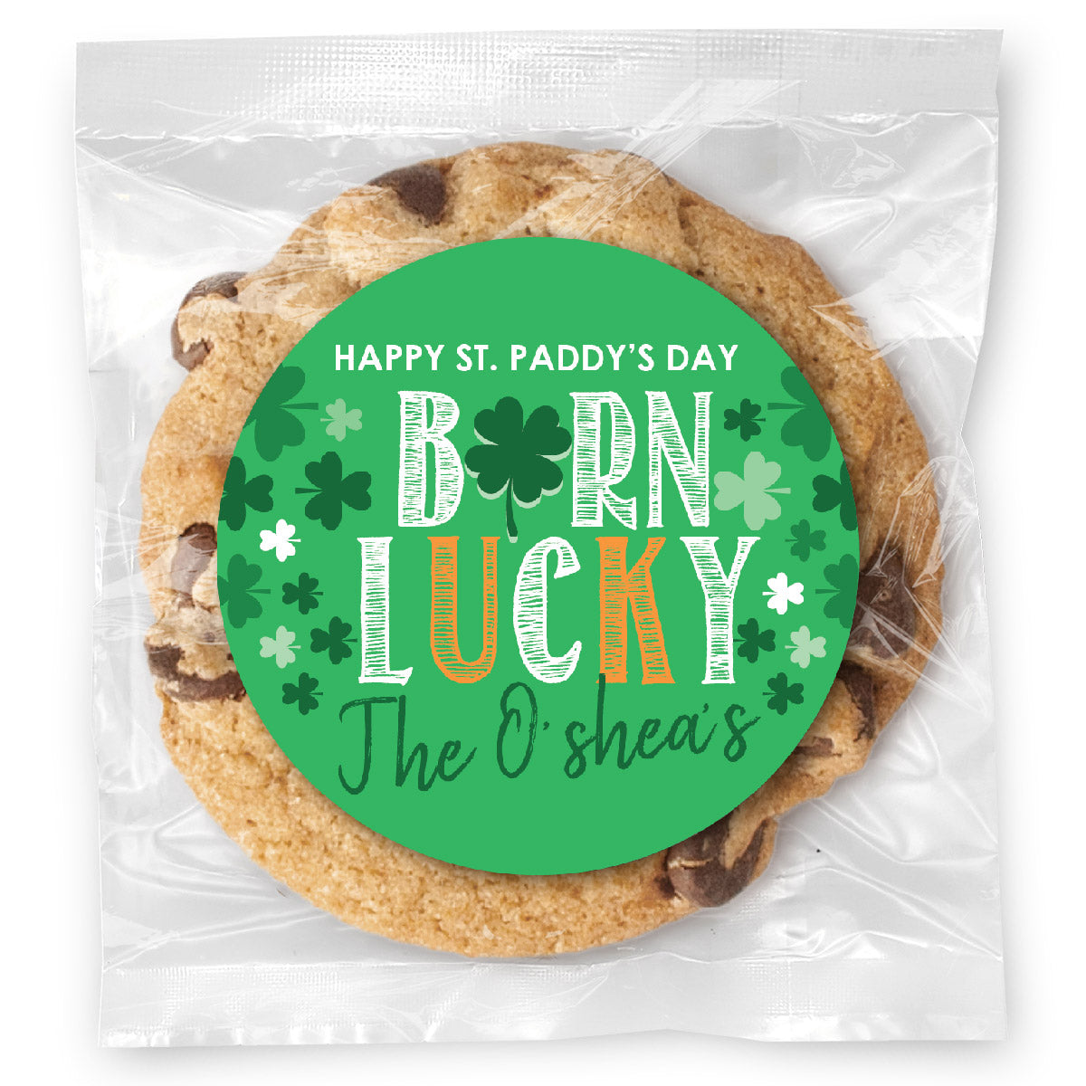 Born Lucky - Gourmet Chocolate Chip Or Variety Pack W/ Full Color Personalized Sticker
