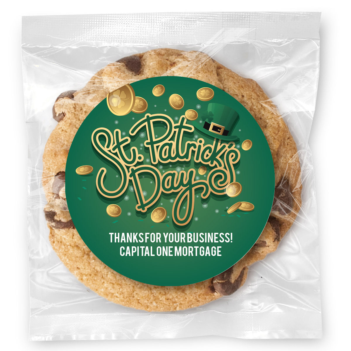 Saint Patricks Day Gold Coins - Gourmet Chocolate Chip Or Variety Pack W/ Full Color Personalized Sticker