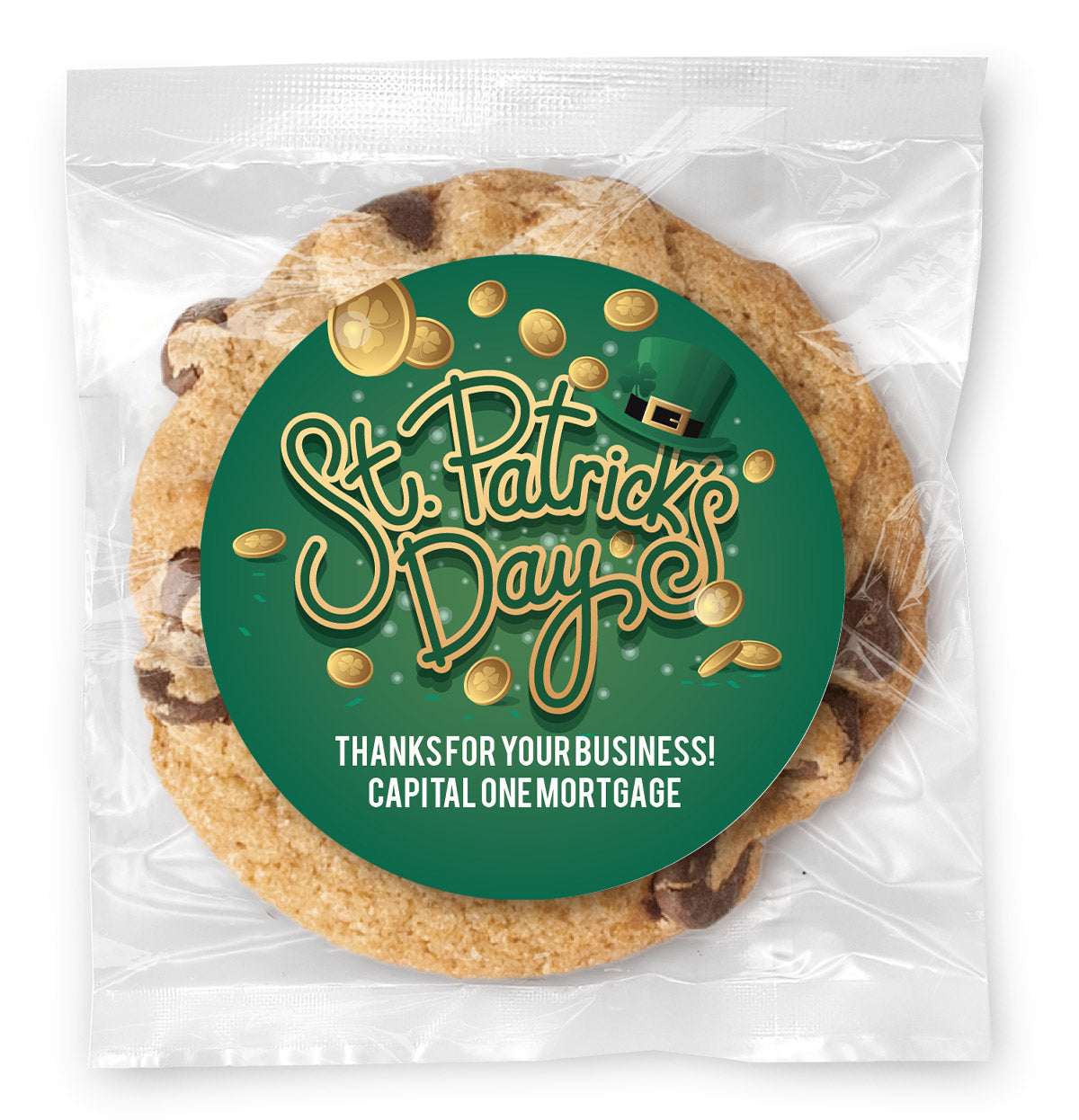 Saint Patricks Day Gold Coins - Gourmet Chocolate Chip Or Variety Pack W/ Full Color Personalized Sticker