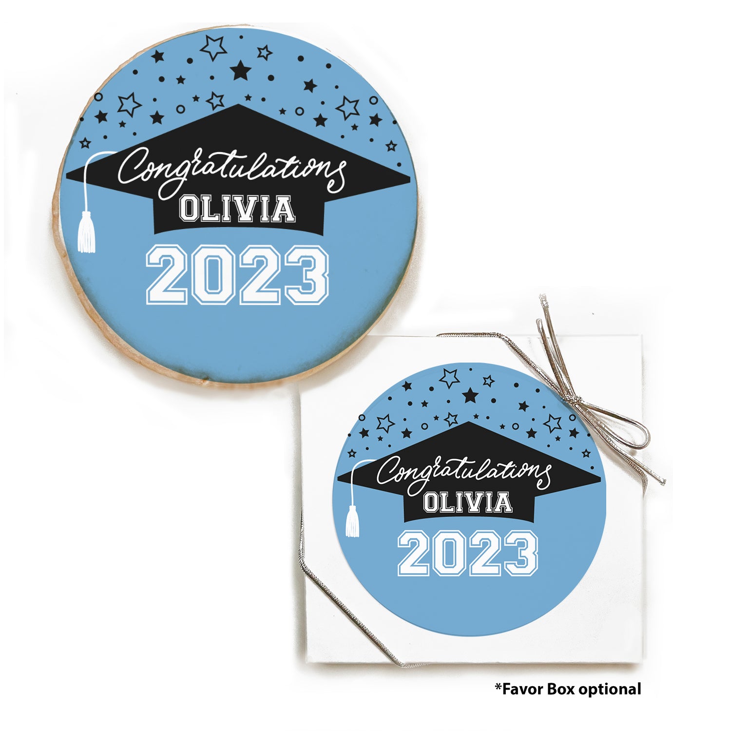 Stars & Cap - Personalized Direct Print On Round Sugar Cookie