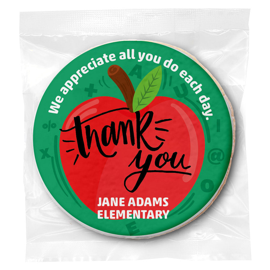 Thank You Apple - Personalized Direct Print On Round Sugar Cookie