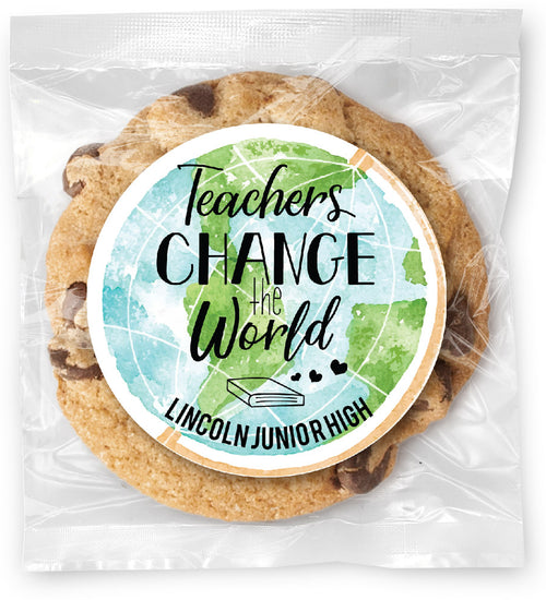 Teachers change the world - Gourmet Chocolate Chip Or Variety Pack W/ Full Color Personalized Sticker