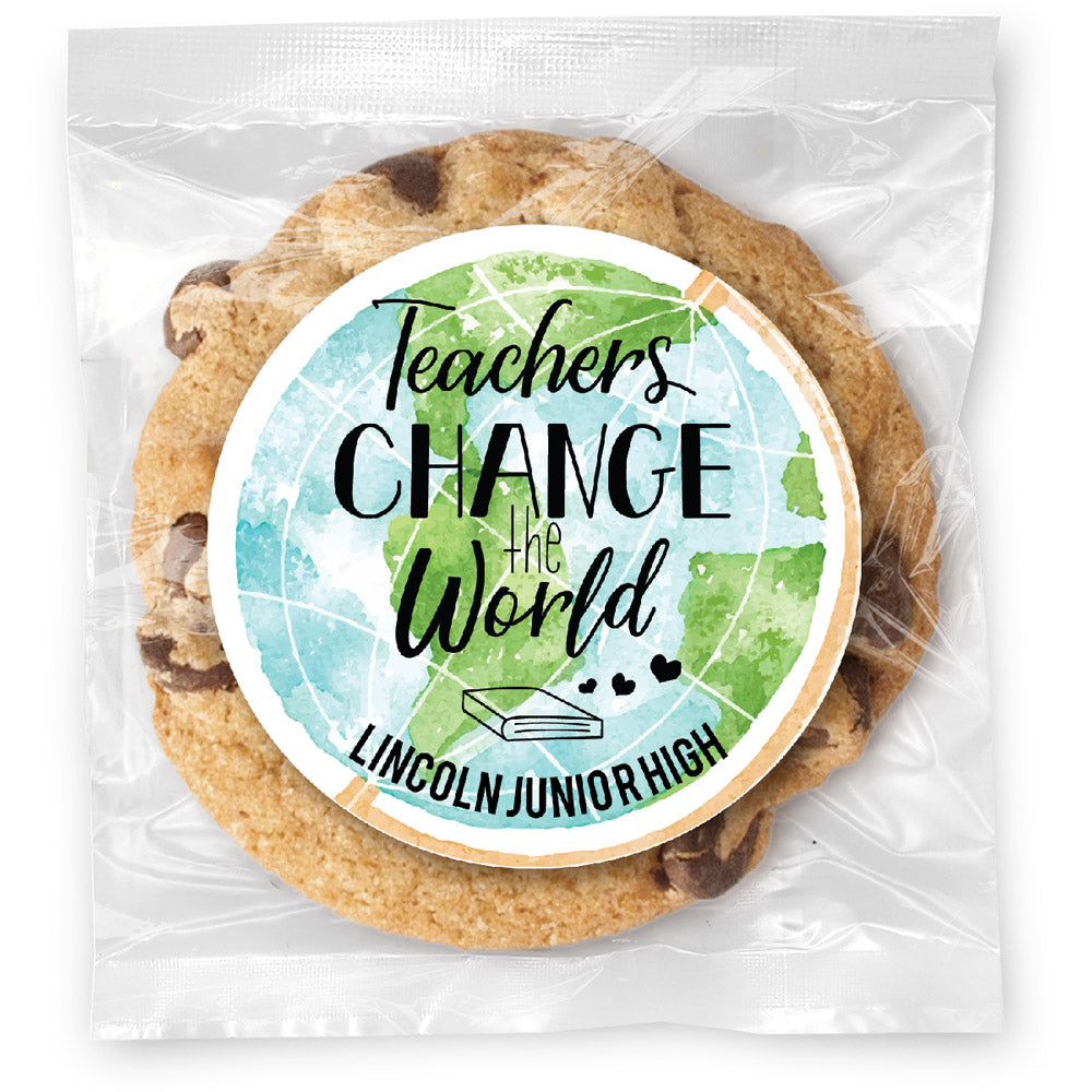Teachers change the world - Gourmet Chocolate Chip Or Variety Pack W/ Full Color Personalized Sticker