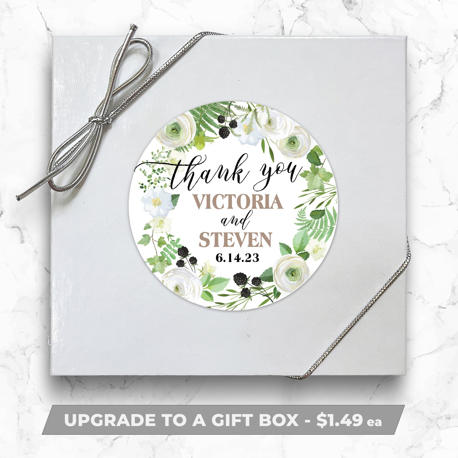 Thank You Simple Florals - Personalized Direct Print on Square Sugar Cookies