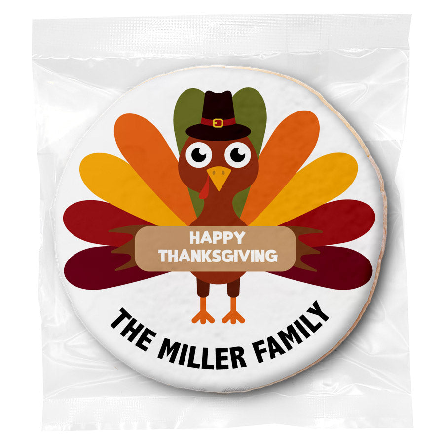 Happy Thanksgiving Turkey - Personalized Direct Print On Round Sugar Cookie