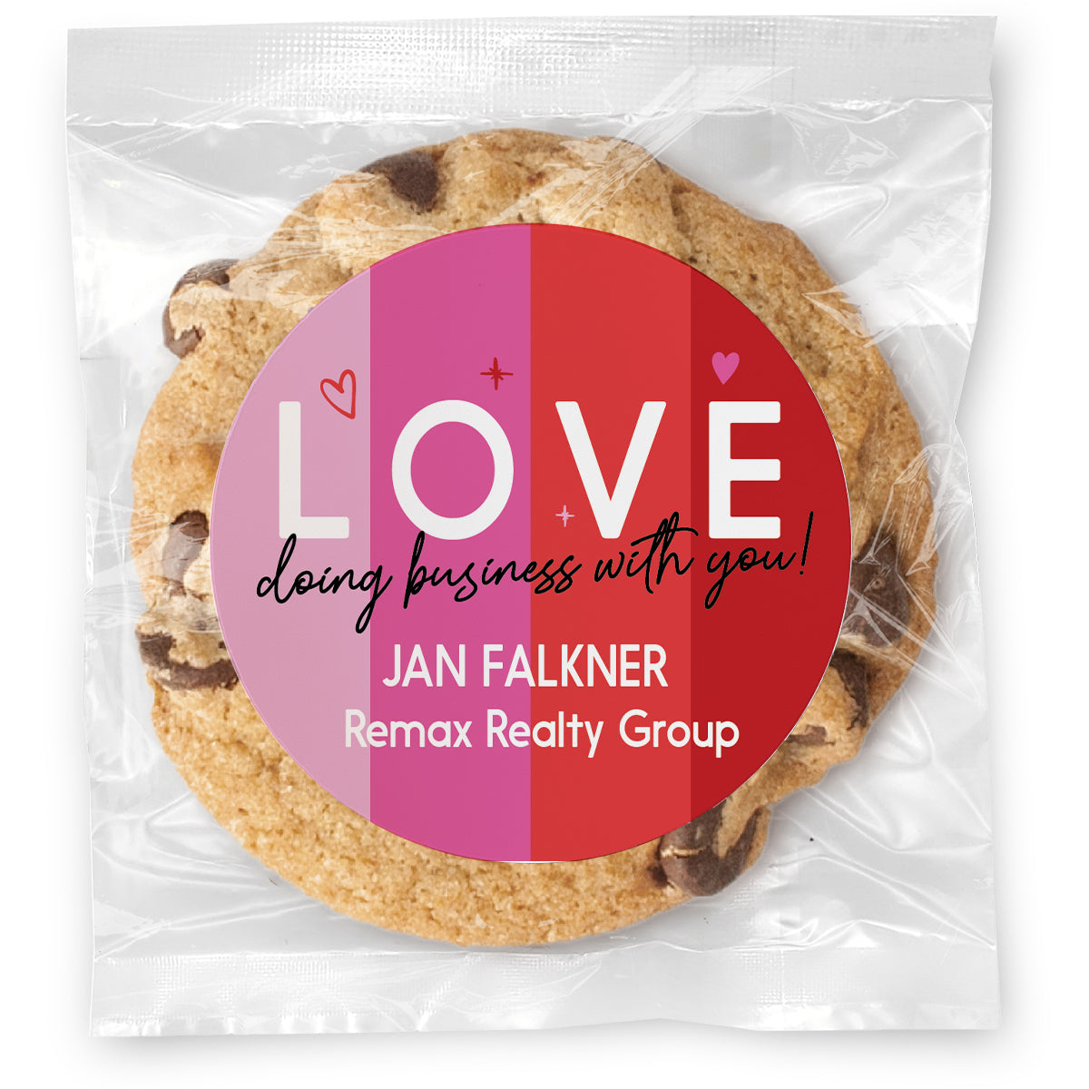 LOVE doing business with you - Gourmet Chocolate Chip Or Variety Pack W/ Full Color Personalized Sticker
