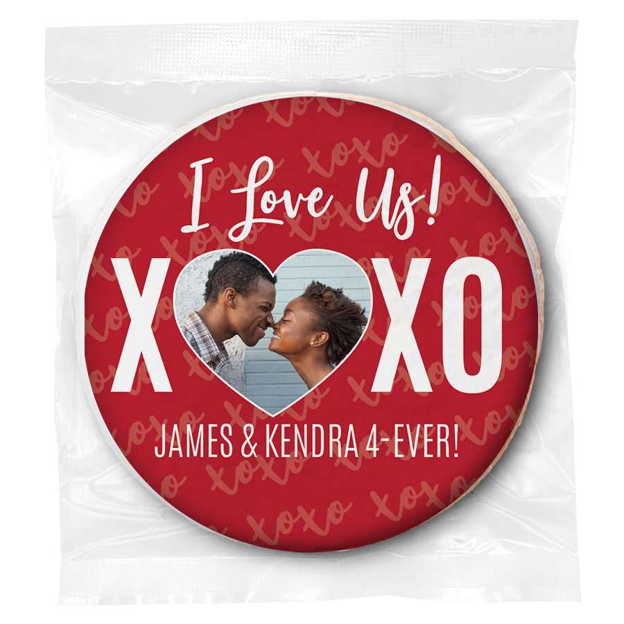 I Love Us XOXO Photo - Personalized Direct Print On Round Sugar Cookie