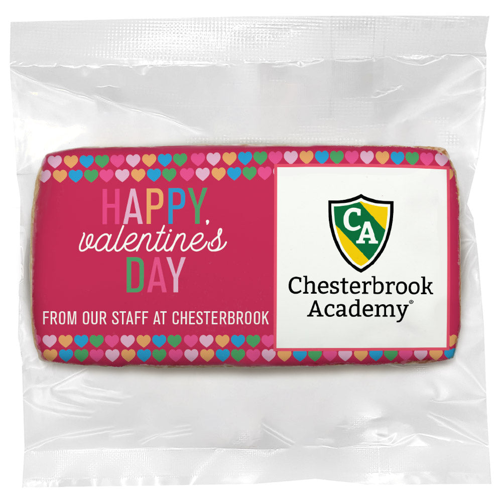 V-day Logo & Message Colored Hearts - Personalized Direct Print On Rectangle Sugar Cookie