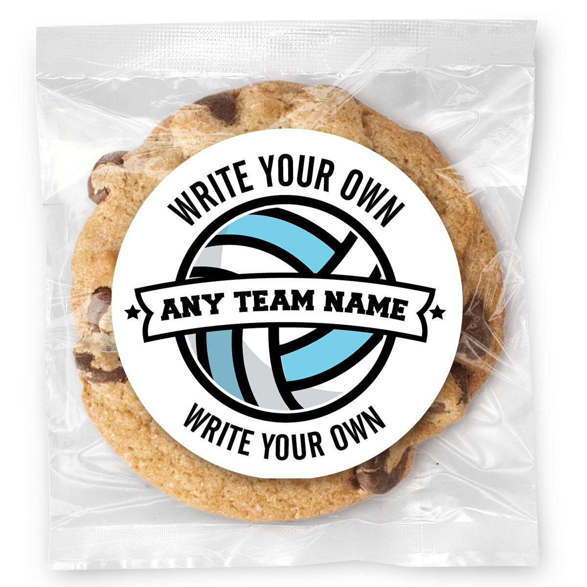Write Your Own Volleyball Team & Message - Gourmet Chocolate Chip Or Variety Pack W/ Full Color Personalized Sticker