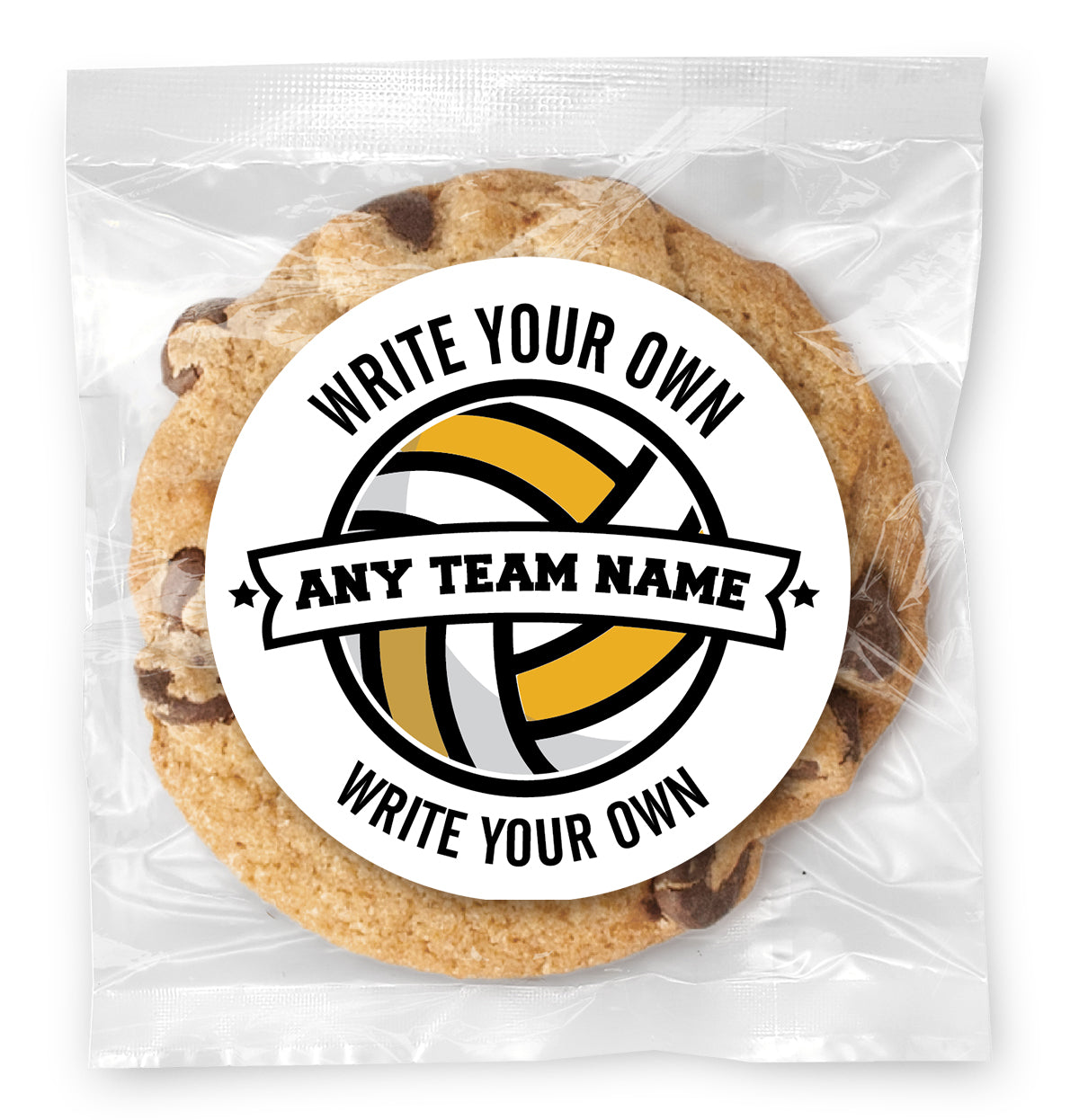 Write Your Own Volleyball Team & Message - Gourmet Chocolate Chip Or Variety Pack W/ Full Color Personalized Sticker