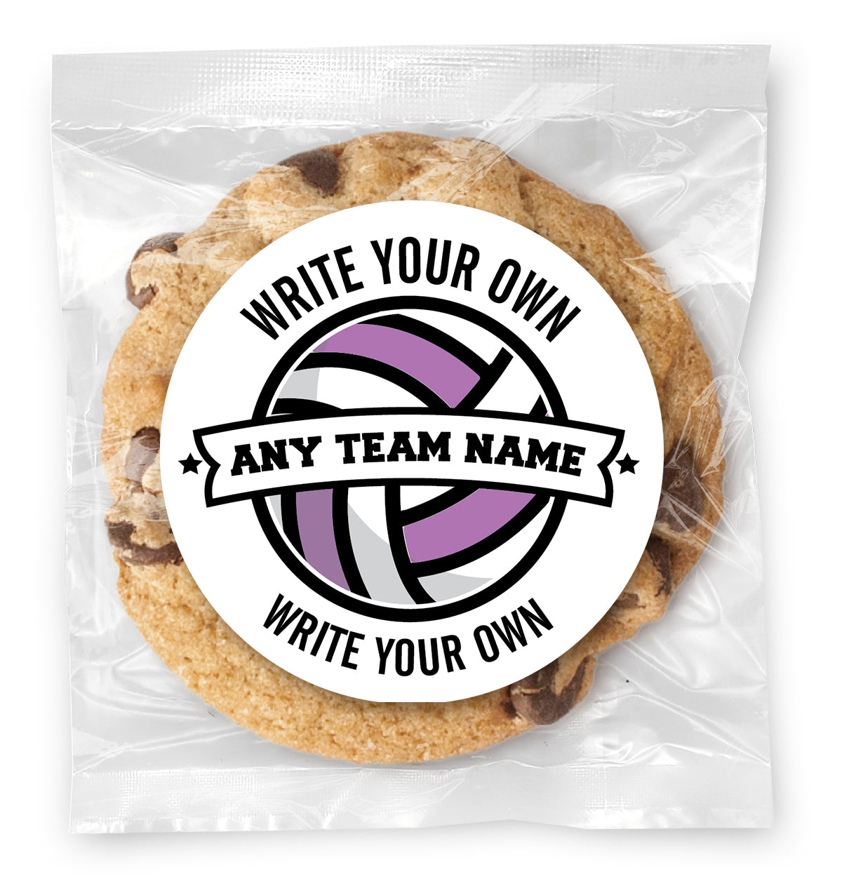 Write Your Own Volleyball Team & Message - Gourmet Chocolate Chip Or Variety Pack W/ Full Color Personalized Sticker