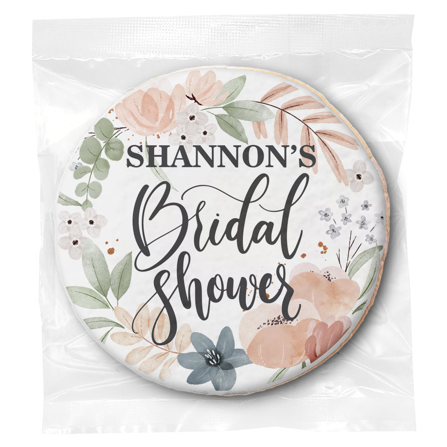 Floral Bridal Shower - Personalized Direct Print On Round Sugar Cookie