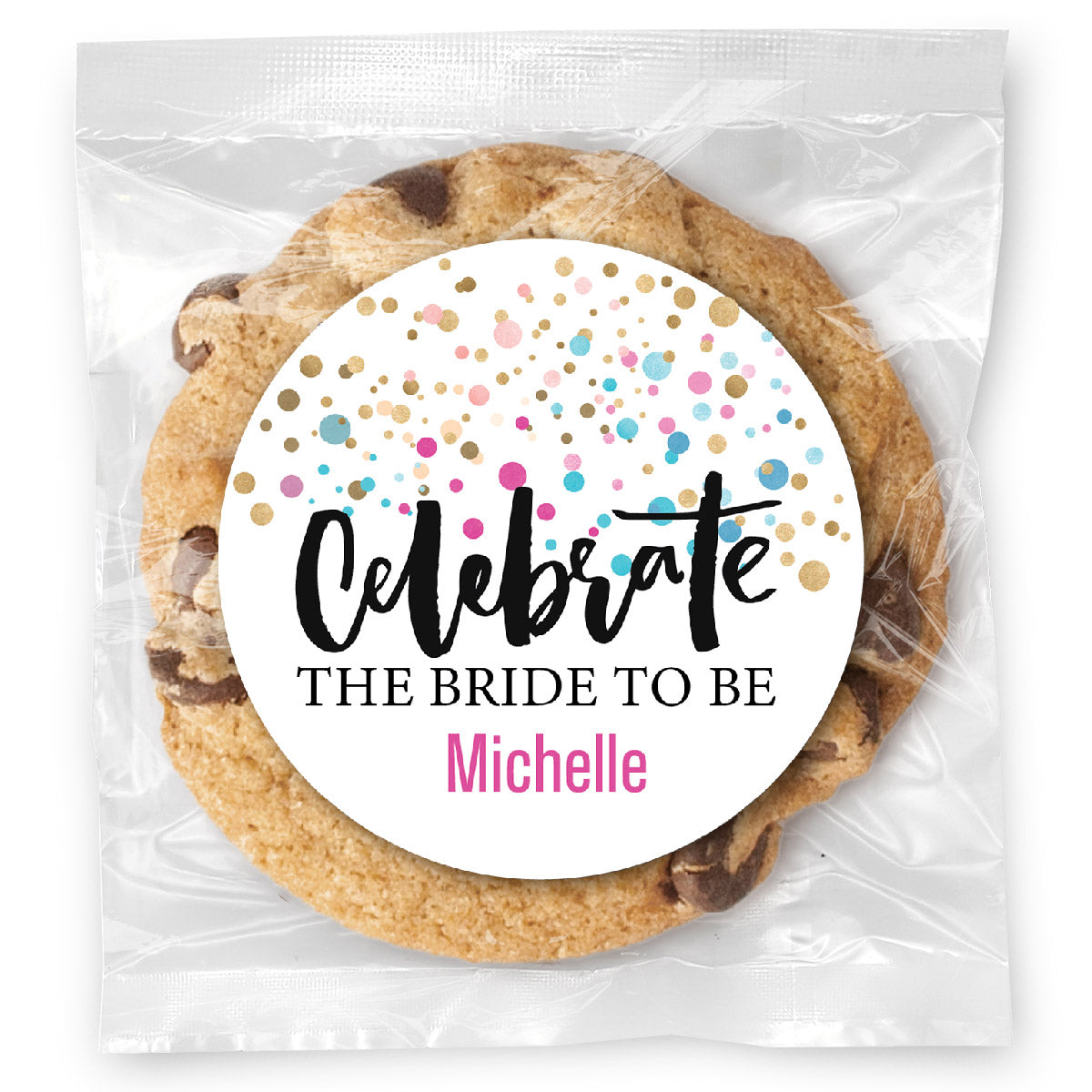 Confetti Celebrate Bridal Shower - Gourmet Chocolate Chip Or Variety Pack W/ Full Color Personalized Sticker