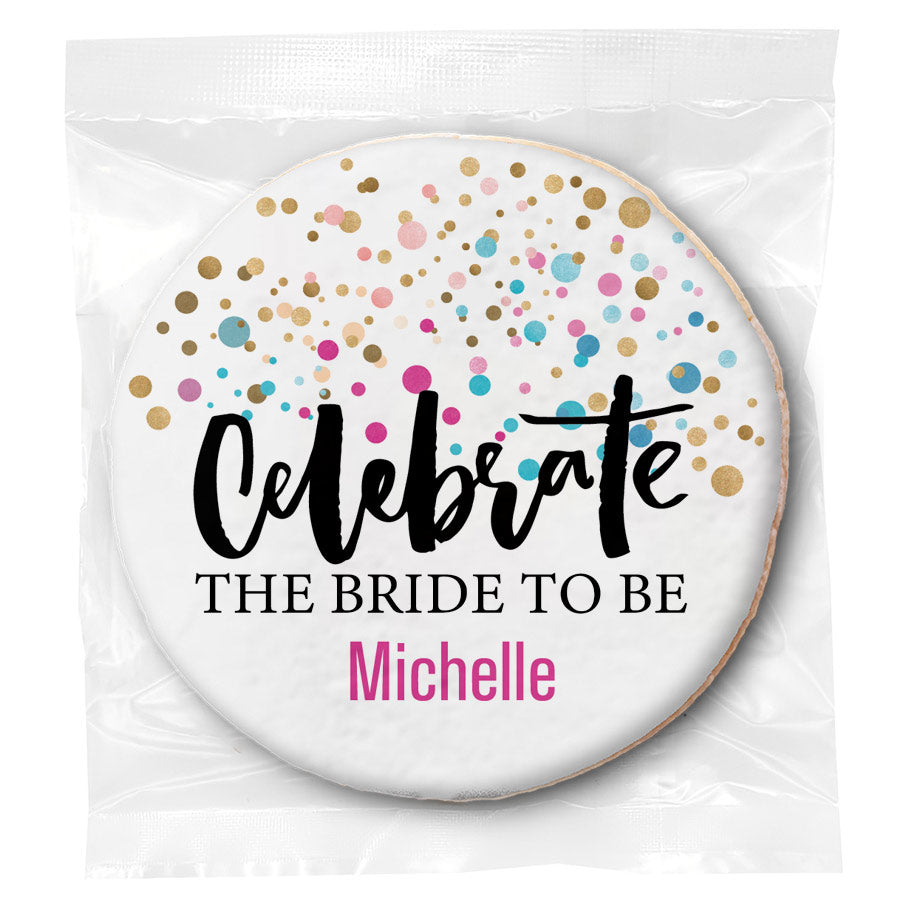 Confetti Celebrate Bridal Shower- Personalized Direct Print On Round Sugar Cookie