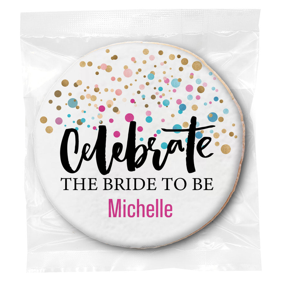 Confetti Celebrate Bridal Shower- Personalized Direct Print On Round Sugar Cookie