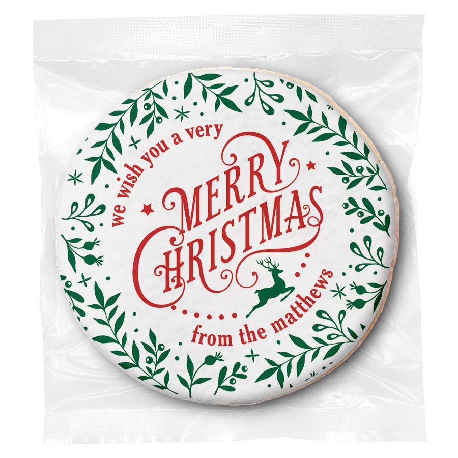 Very Merry Christmas Wishes - Personalized Direct Print On Round Sugar Cookie