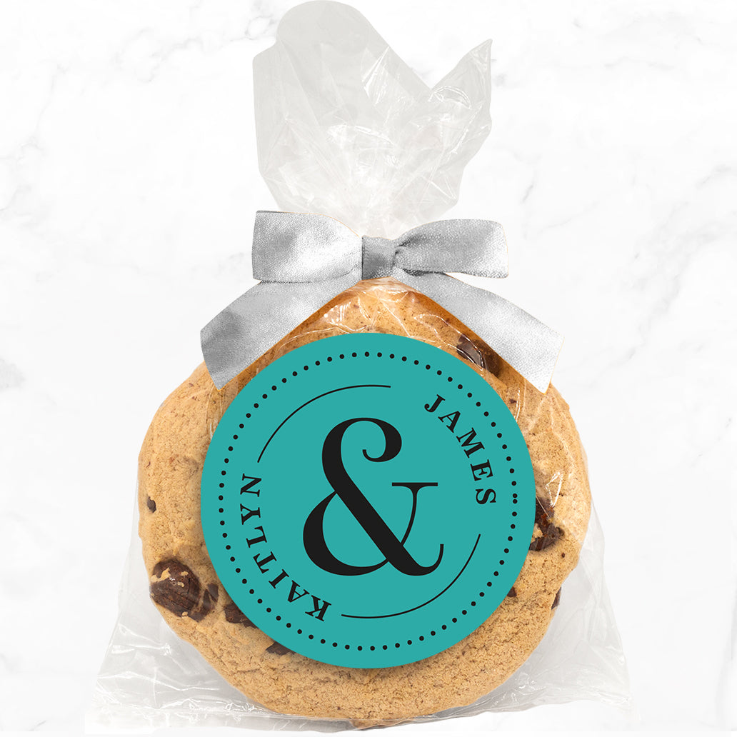Ampersand Monogram - Gourmet Chocolate Chip Or Variety Pack W/ Full Color Personalized Sticker w/ Gift Bag & Matching Bow