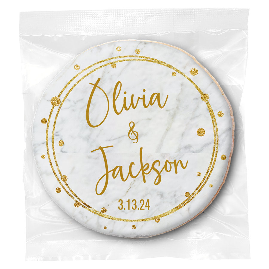 Marble Gold Monogram - Personalized Direct Print On Round Sugar Cookie