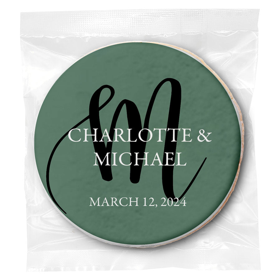 Simple Monogram Wedding (Color Choice) - Personalized Direct Print On Round Sugar Cookie