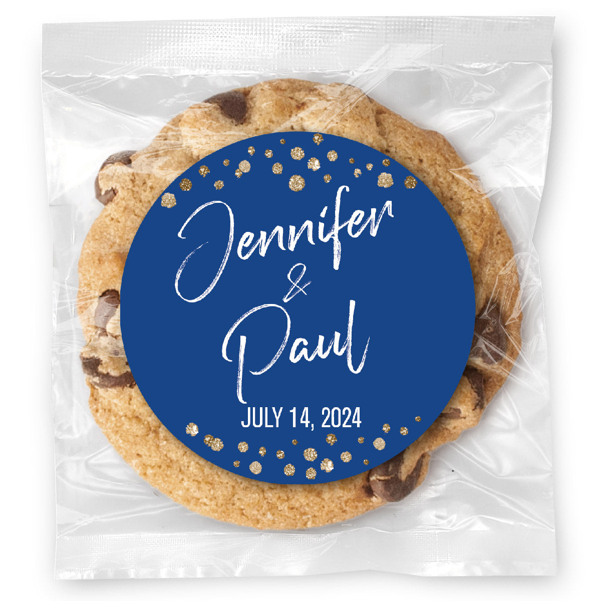 Wedding Script Confetti - Gourmet Chocolate Chip Or Variety Pack W/ Full Color Personalized Sticker