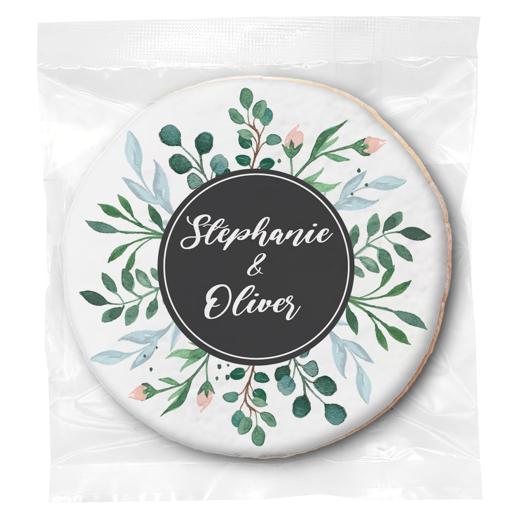 Wedding Wreath Names - Personalized Direct Print On Round Sugar Cookie