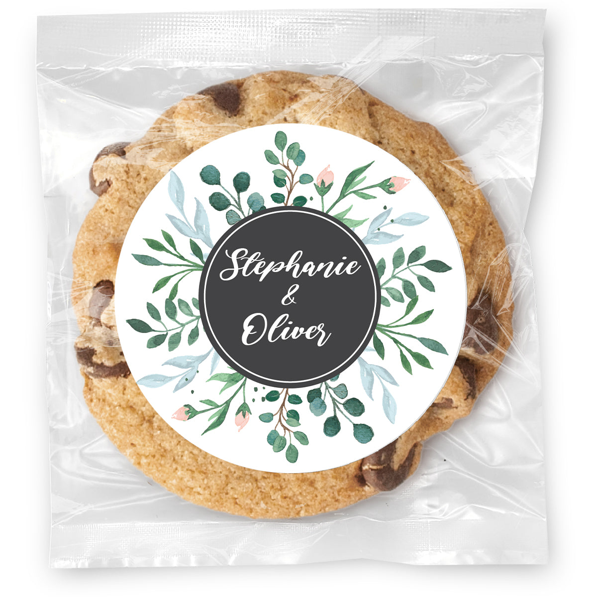 Wedding Wreath Names - Gourmet Chocolate Chip Or Variety Pack W/ Full Color Personalized Sticker