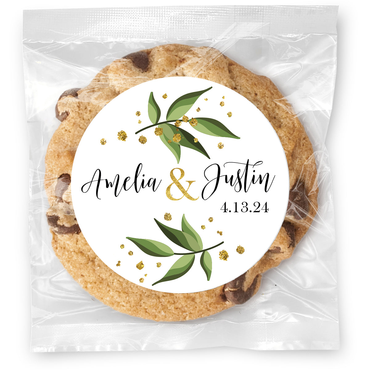 Gold Speckled Leaves - Gourmet Chocolate Chip Or Variety Pack W/ Full Color Personalized Sticker