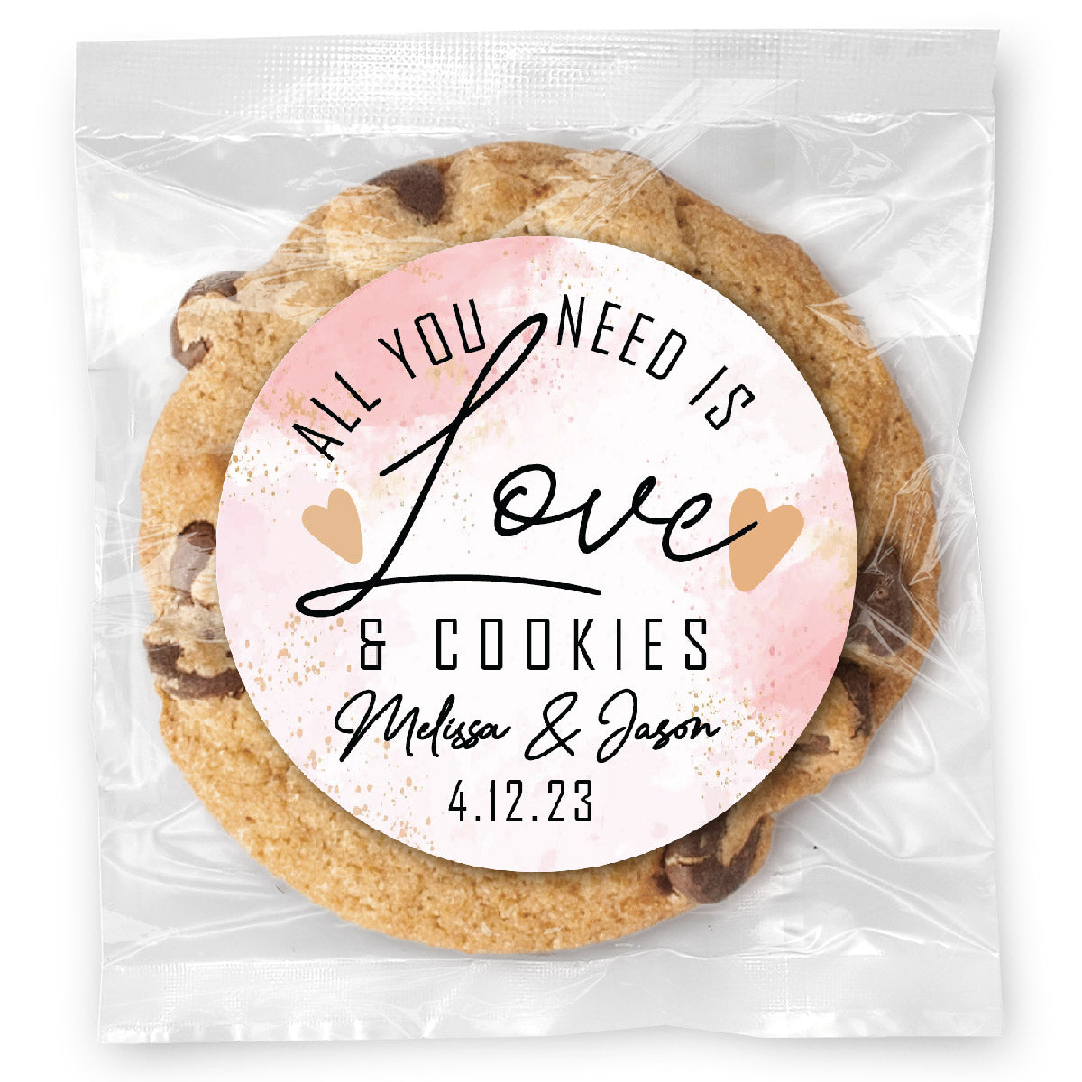 All you need is Love - Gourmet Chocolate Chip Or Variety Pack W/ Full Color Personalized Sticker