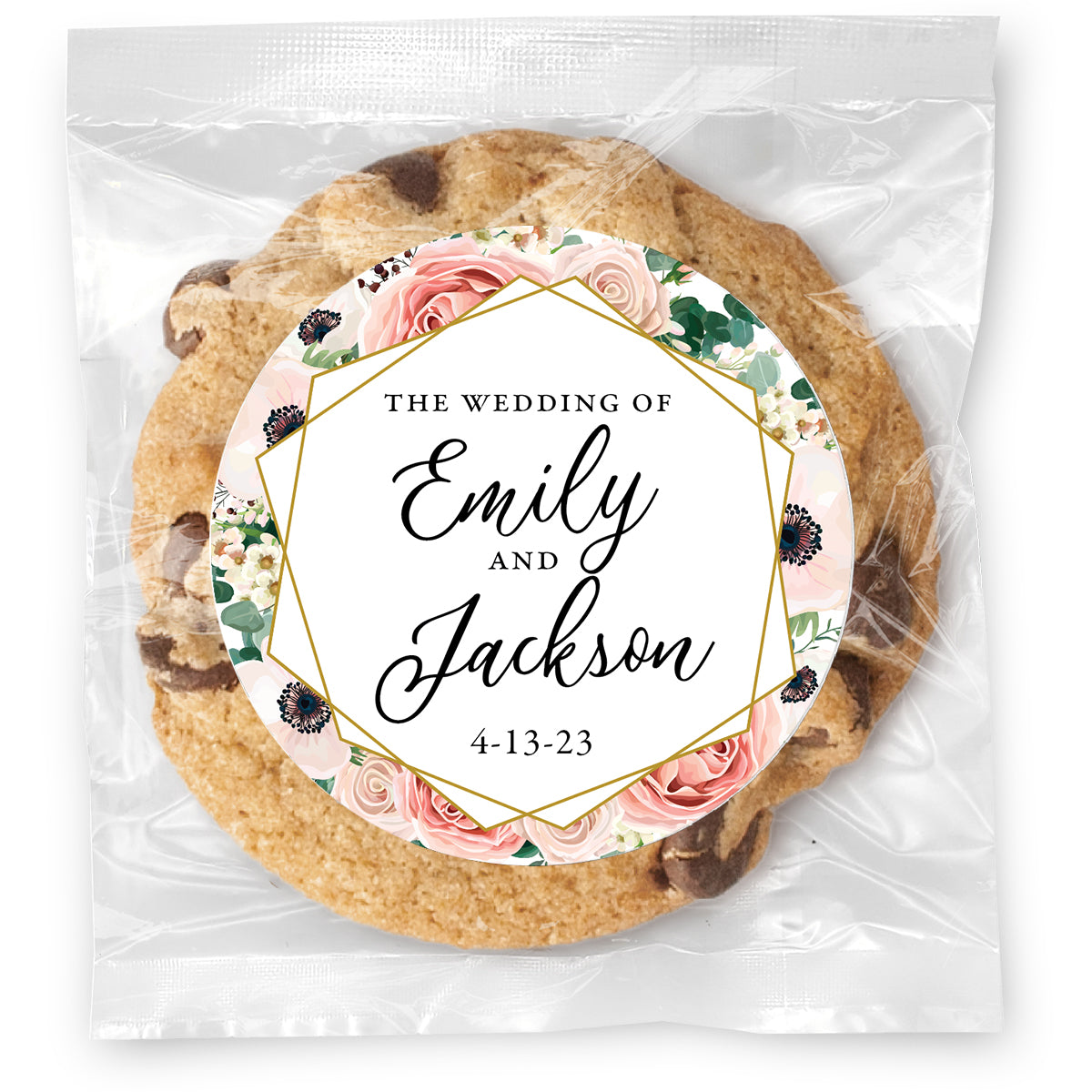Pastel Floral Frame - Gourmet Chocolate Chip Or Variety Pack W/ Full Color Personalized Sticker