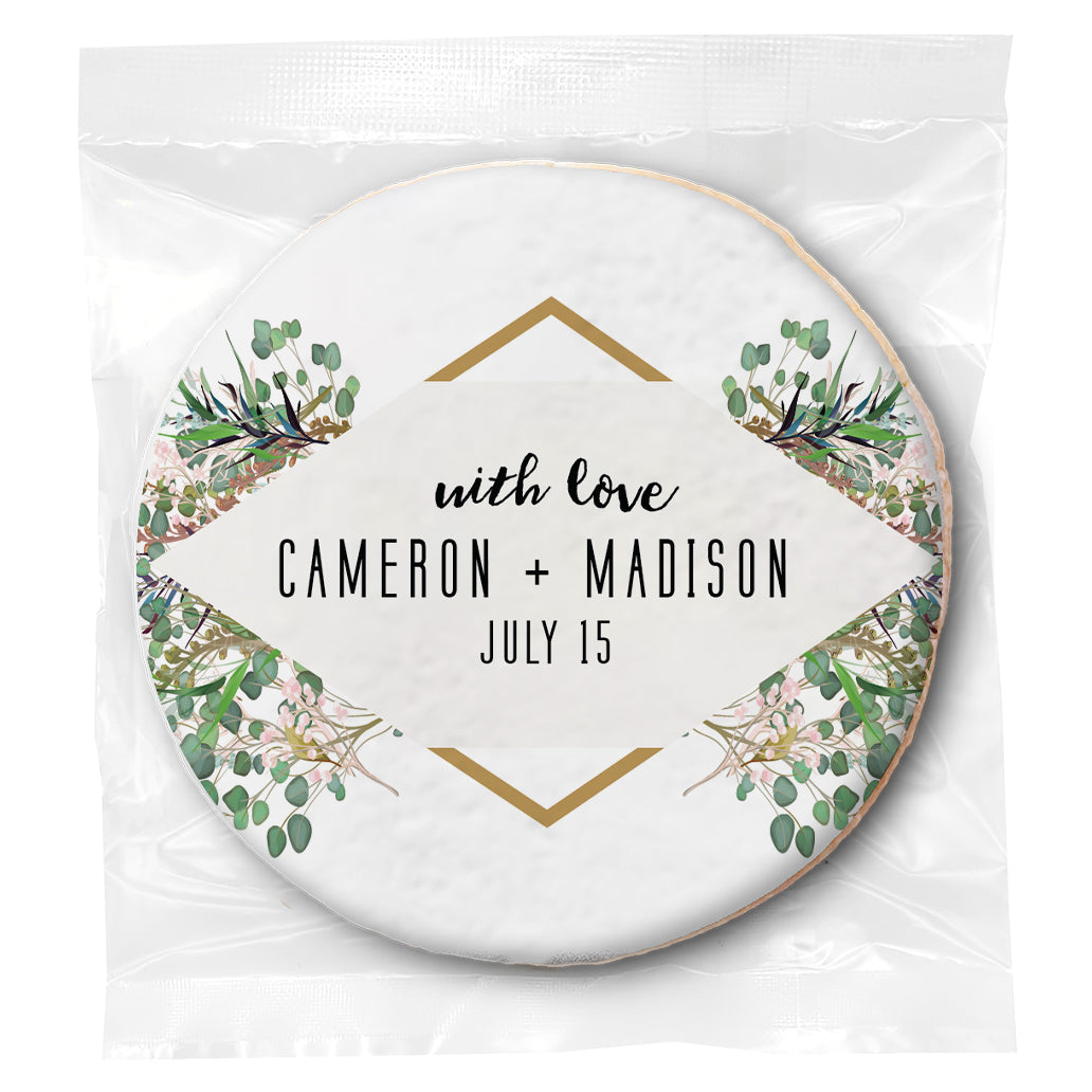 Greenery With Love - Personalized Direct Print On Round Sugar Cookie